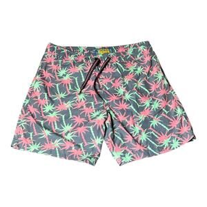Surf Society Swim Trunks Mens Medium AOP‎ Beach Palm Trees Surf Print Mesh Lined
